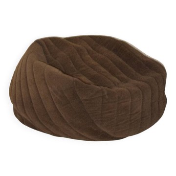 Pouf en velours marron
