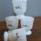 Coquetier glass arcopal france floral décor 70s - vintage