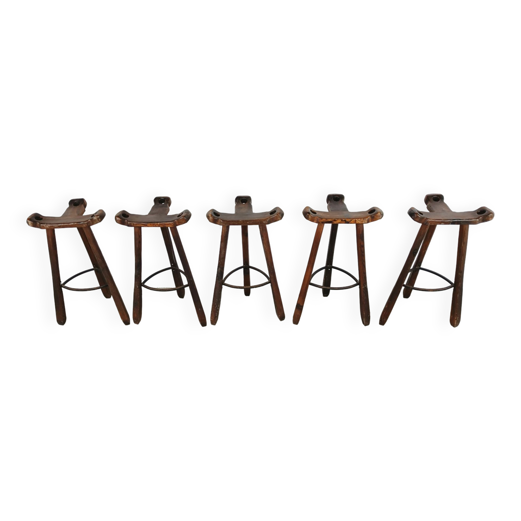 Mid century brutalist bar stools set of 5, 1960s