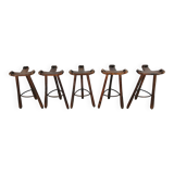 Mid century brutalist bar stools set of 5, 1960s