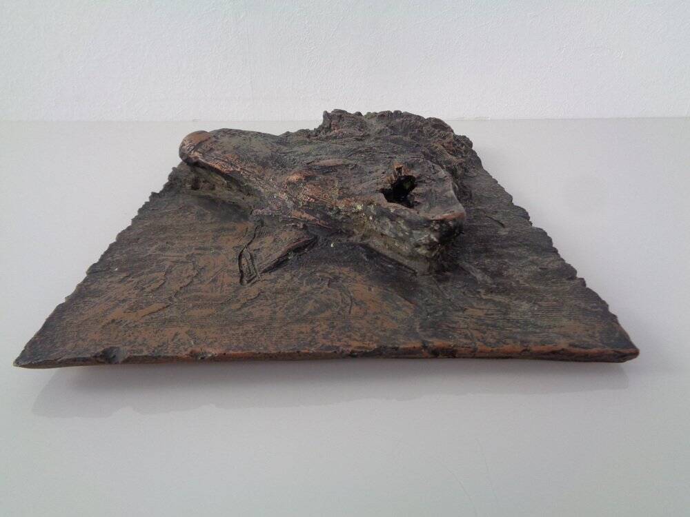 Large copper-coloured German Shepherd relief, 1960s