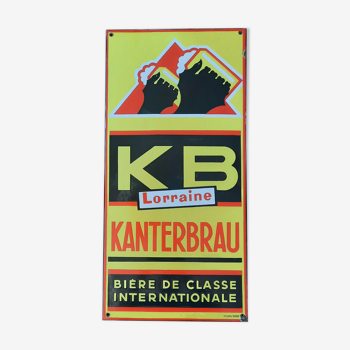 Plaque émaillée "Bière Kanterbrau Lorraine" 38x78cm 50's