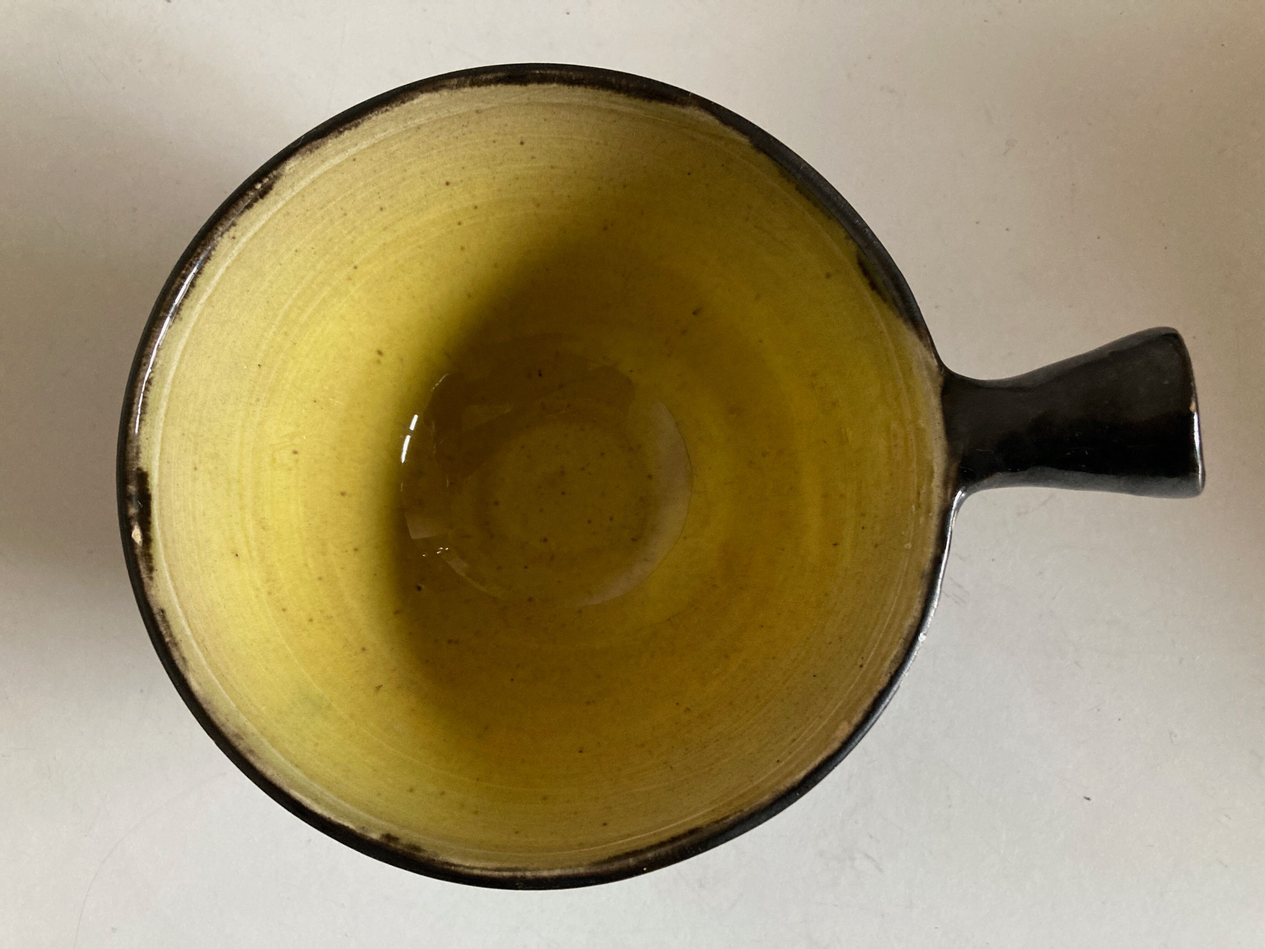 Signed mid century 1960 glazed earth cup