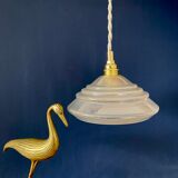 Vintage lampshade pendant lamp in pearlescent glass