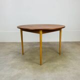 Round extendable Scandinavian table, teak, 1960s