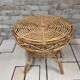 Vintage round side table in rattan – 1960s/70s