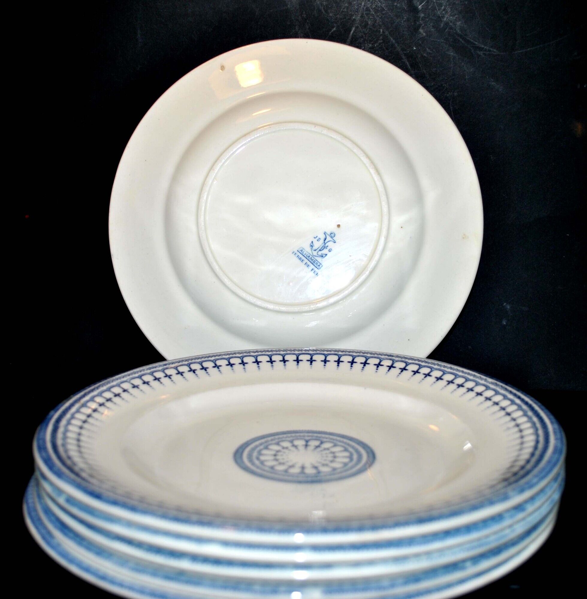Flat plates Alhambra earthenware of Clairefontaine J.S & G "Terre de fer" 22.5cm