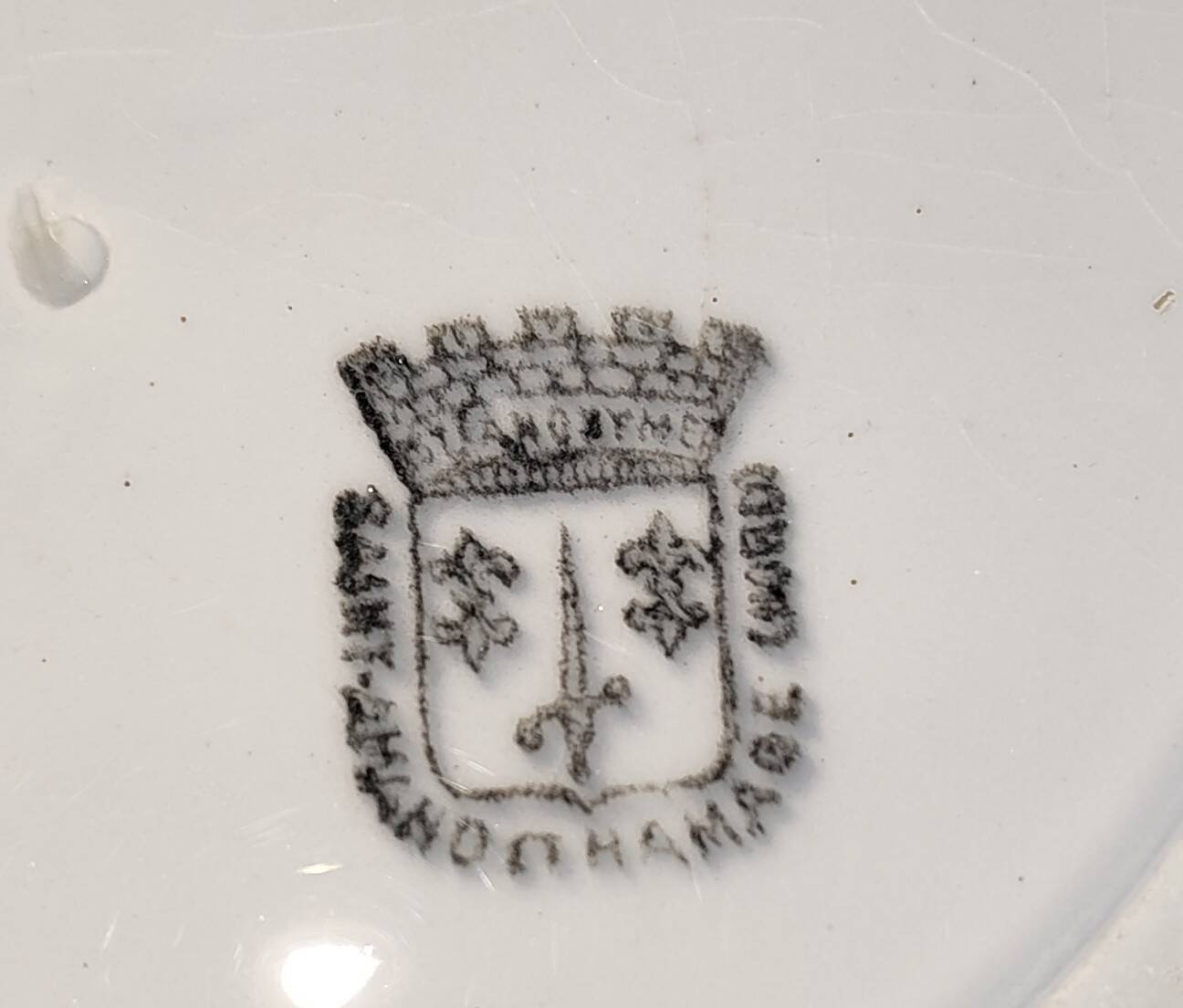 Set of 5 flat plates in antique earthenware – Saint-Amand – "Anemone"