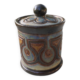 Pot with ceramic sugar bowl type lid signed Dubois Grès de Bouffioulx Vintage Collection