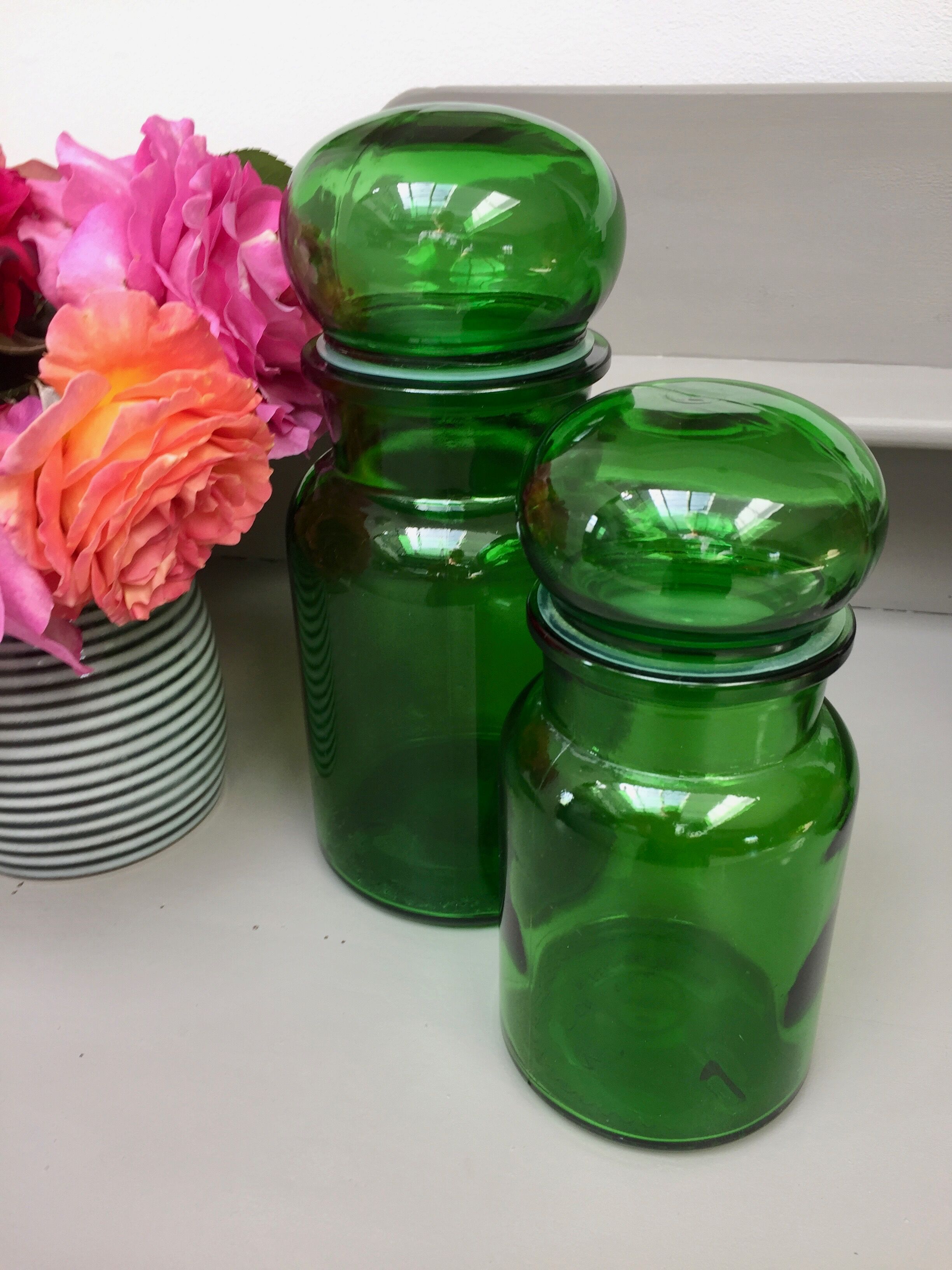 Pair of 1960s apothecary bottles