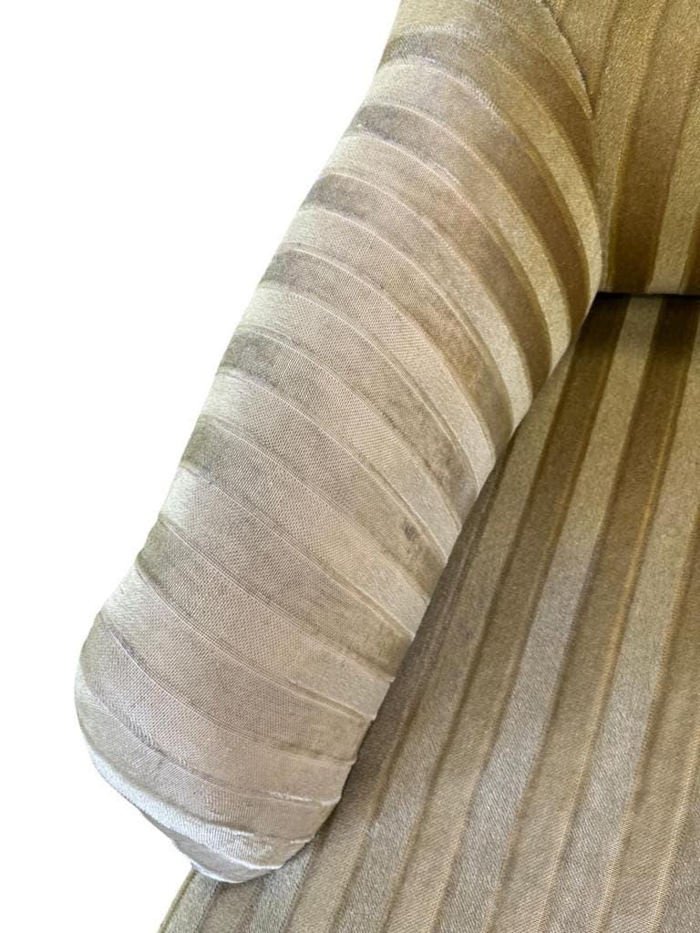 Chaise longue vintage jaune ocre / fauteuil / canapé avec franges
