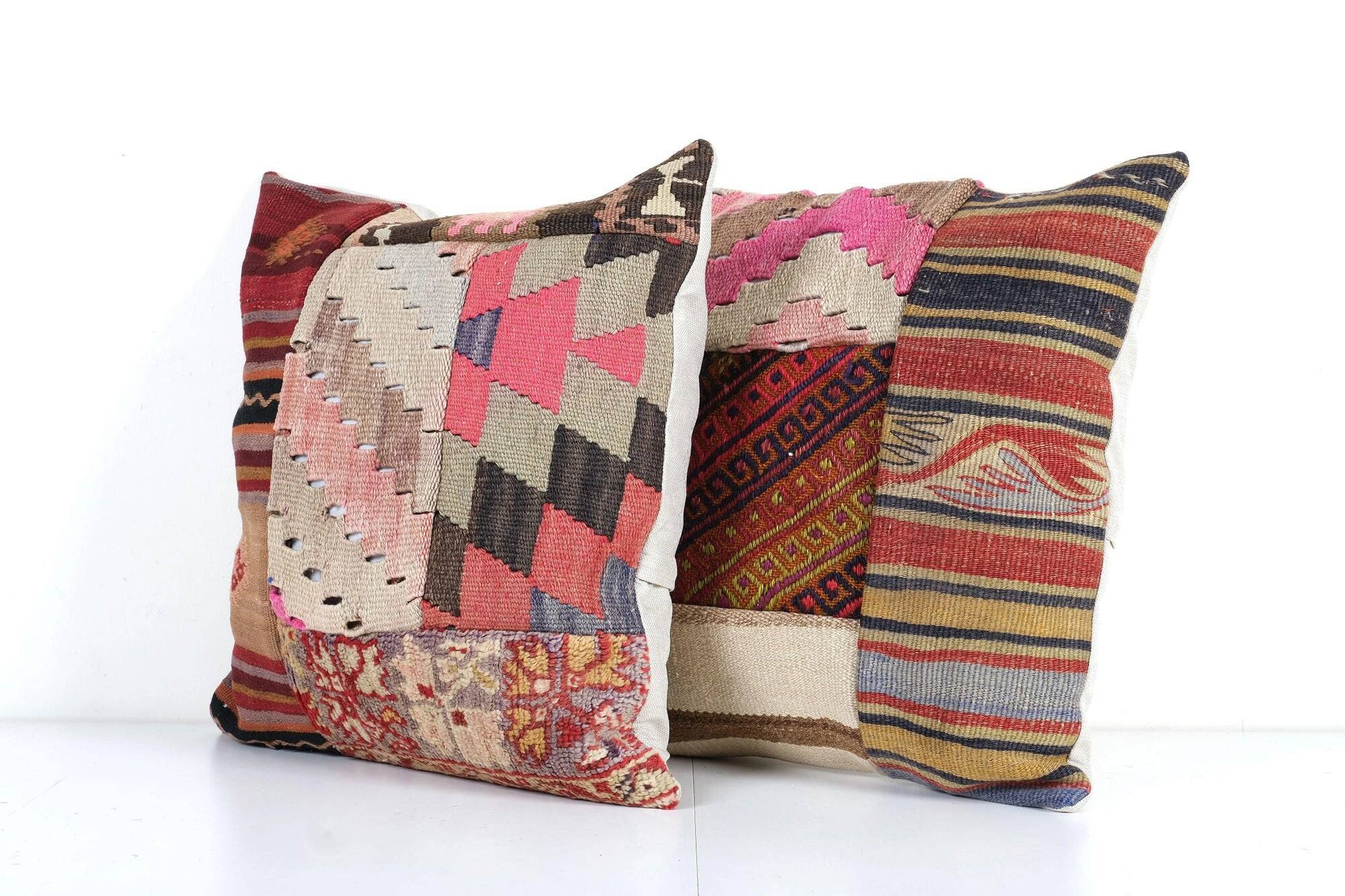 Set of 2 vintage kilim cushion covers 48x48 cm