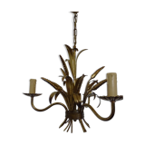 Wheat cob chandelier of the Masca House, gilded aged, 3 fires, 70s/80s