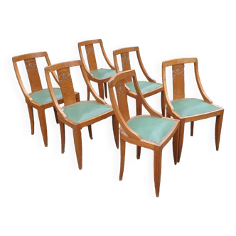 Suite de 6 chaises gondole Art Déco 1930