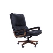 Black Leather King Chair by André Vandenbeuck for Strässle, 1960s
