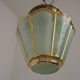 French Vintage Art Deco Glass Ceiling Light Green Frosted & Patterned Glass