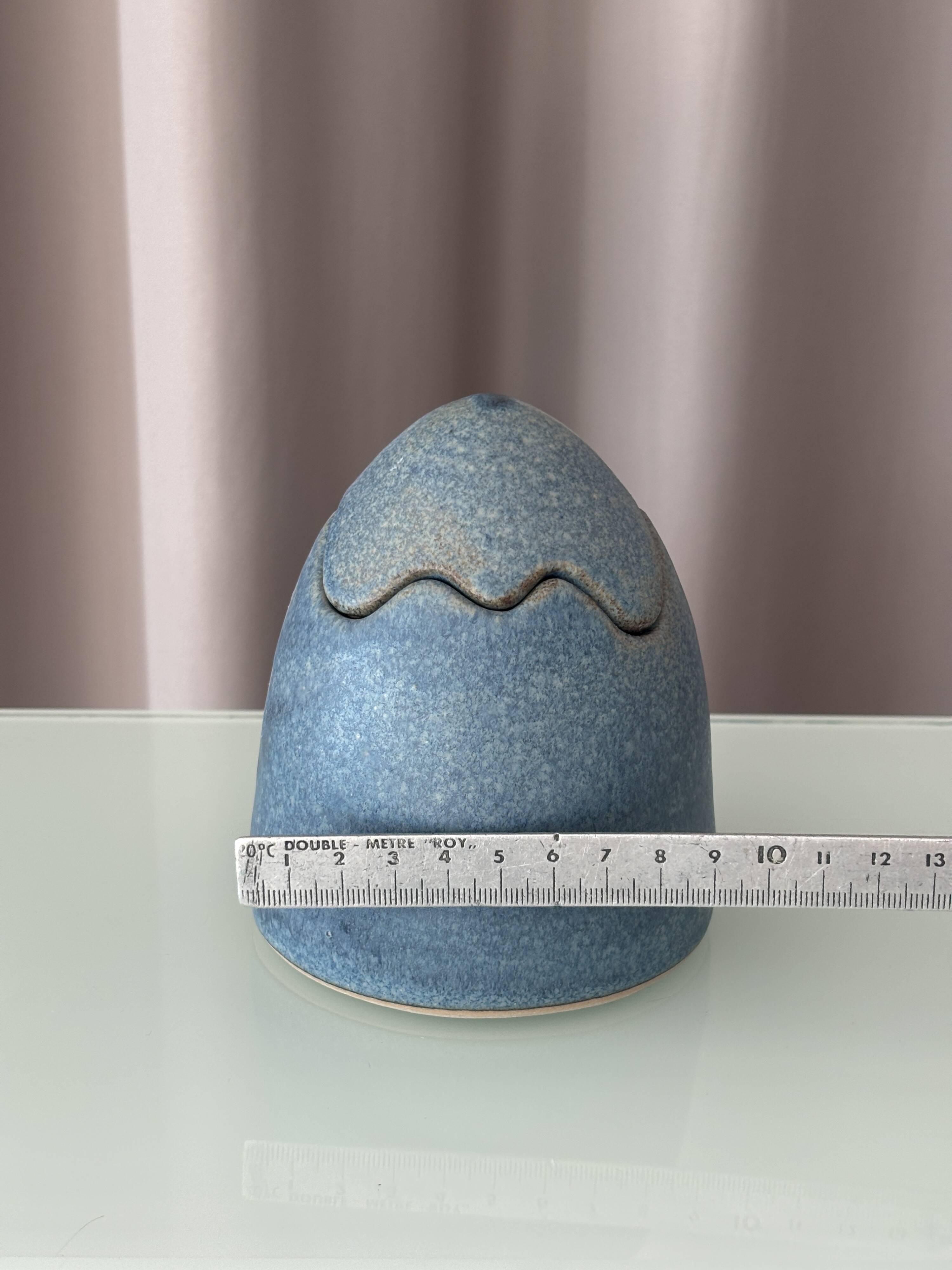 Boîte à œufs en céramique vintage – Boîte à souvenirs en grès bleu