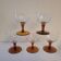 Engraved wine glasses with amber feet, 60s France