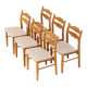 Ensemble de 6 chaises brutalistes en chêne par Henning Kjaernulf
