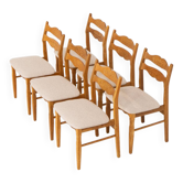 Set of 6 brutalist chairs in oak by Henning Kjaernulf