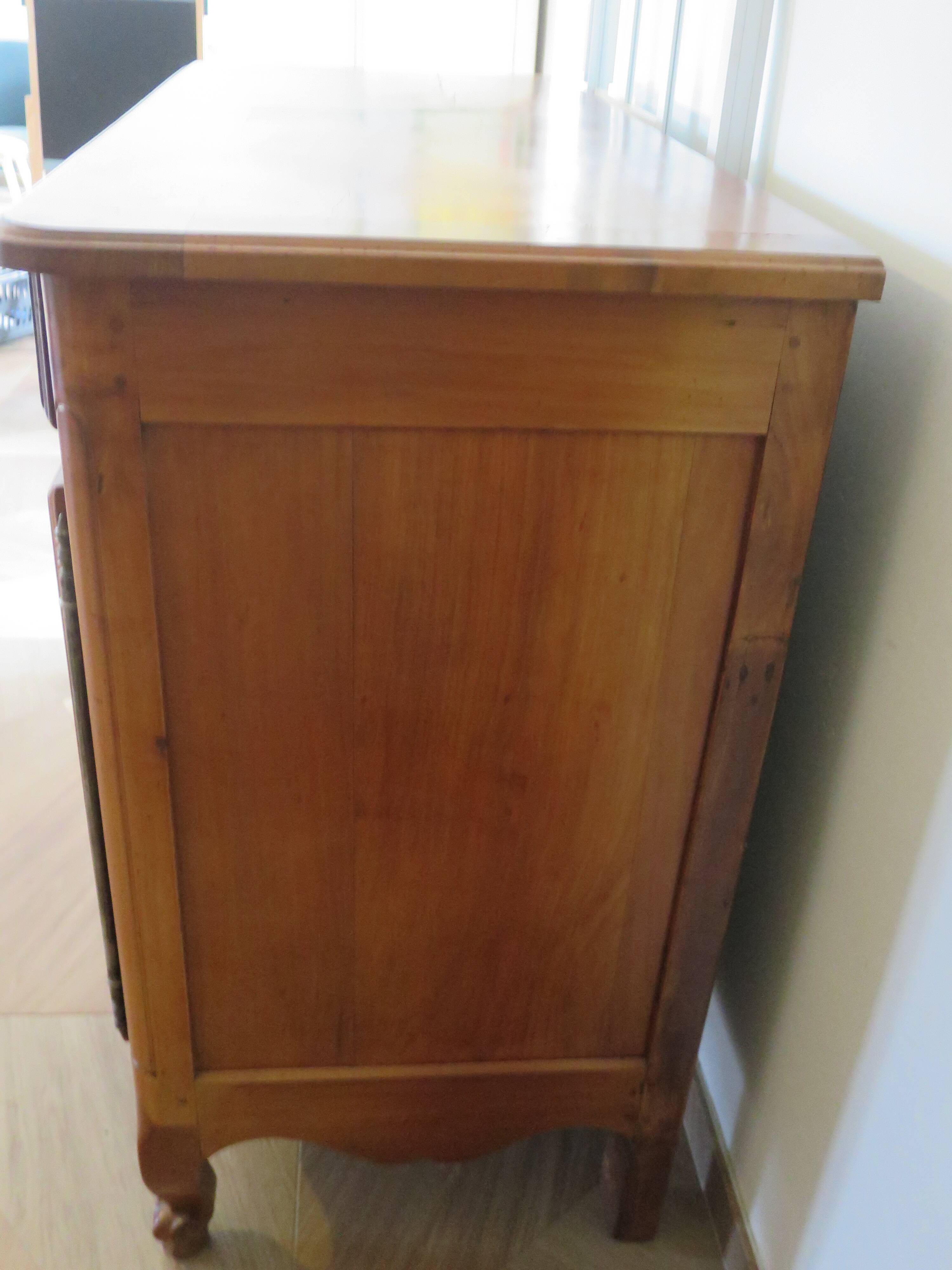 Rustic buffet Louis XV-Regency-jointed-massive wood-snail feet