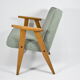Classic Polish armchair type 366 1960s green fabric, teak wood