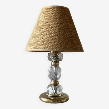 Glass and brass floor lamp with lampshade