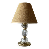 Lampe pied en verre et laiton avec abat-jour