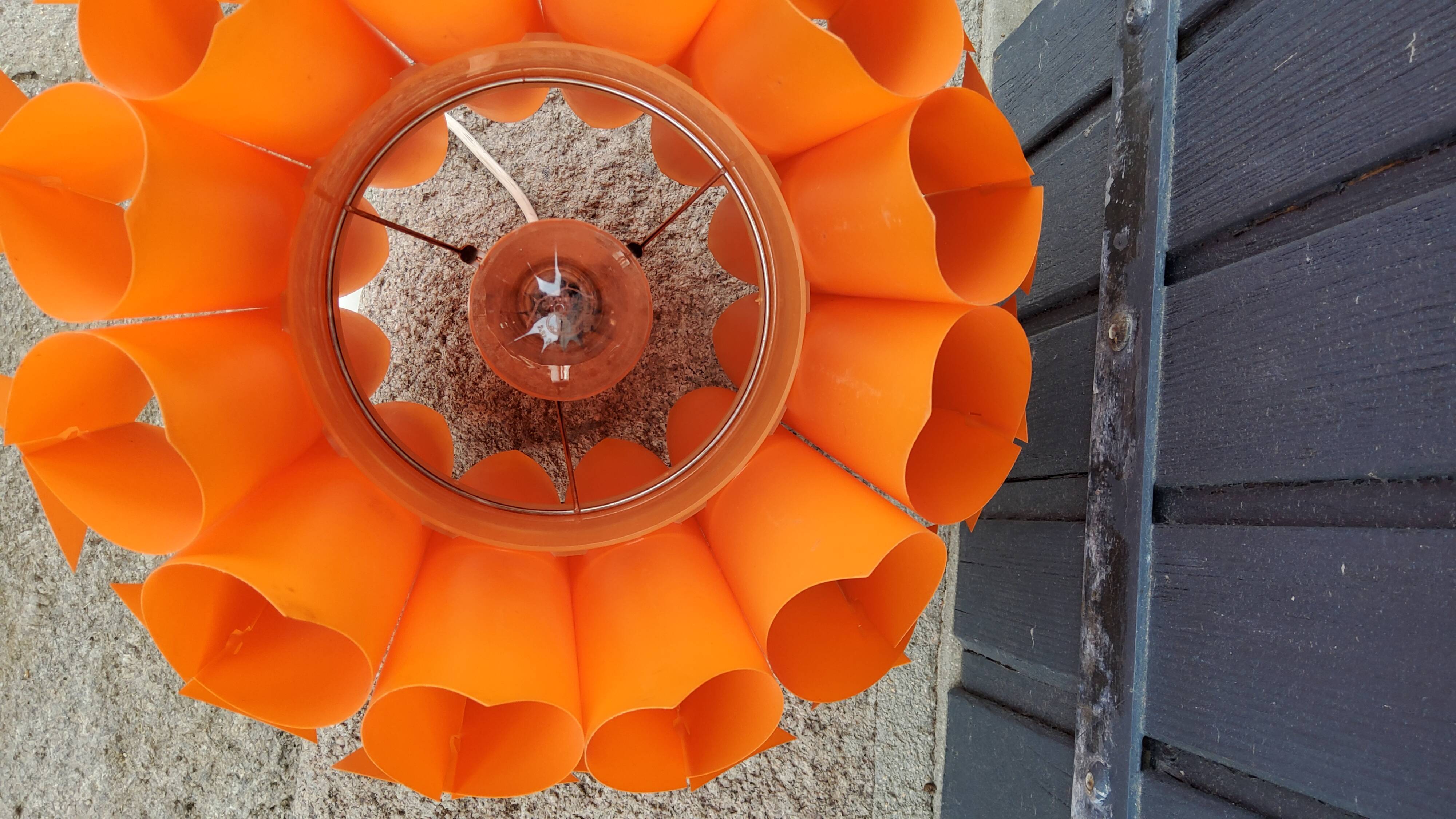 Suspension lamp by Lars Schioler butterfly model Hoyrup Light plastic editor orange 1968