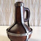 Vase / jug in solid wood and metal - mid 20th century