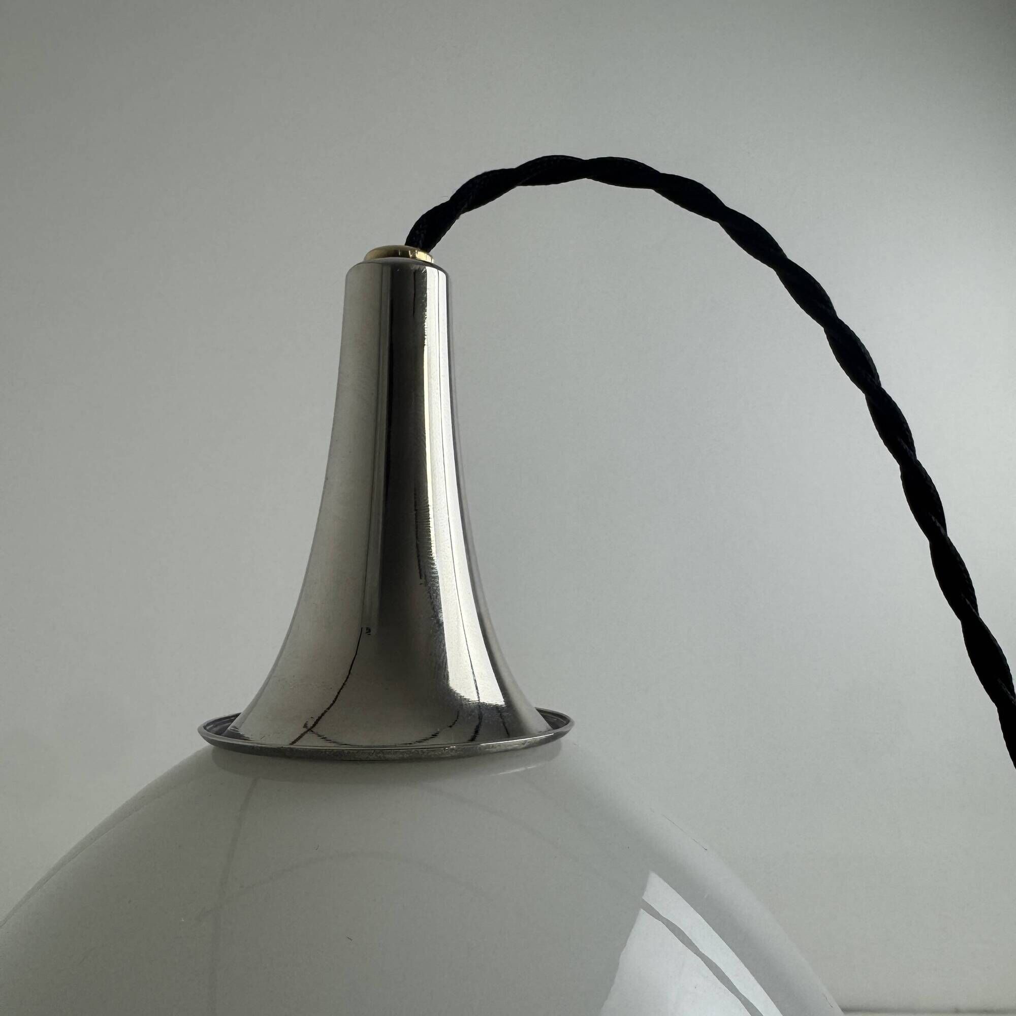 Old large ovoid suspension 1970 in vintage opaline