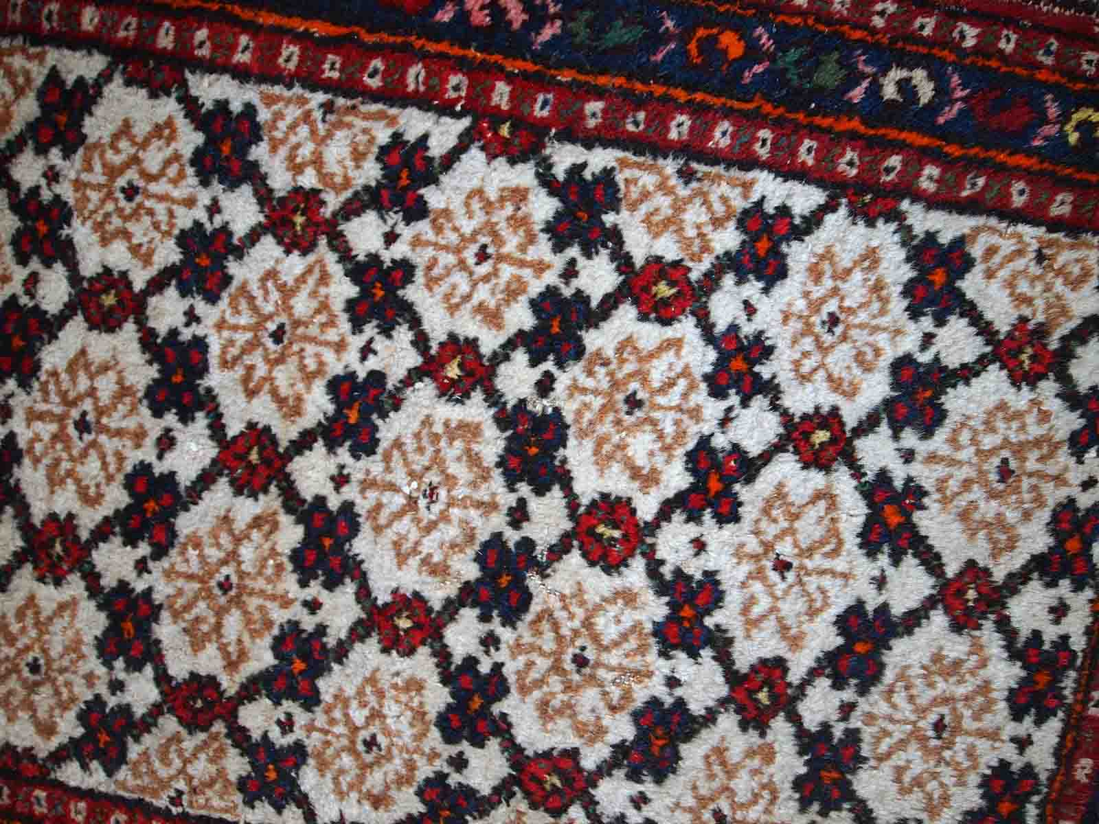Vintage Persian Carpet Hamadan handmade 80cm x 207cm 1960s, 1C378