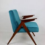 Fauteuil Bunny Vert Pétrole attribué à Józef Chierowski, 1970