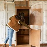 Vintage oak standing wardrobe "Giroflée"