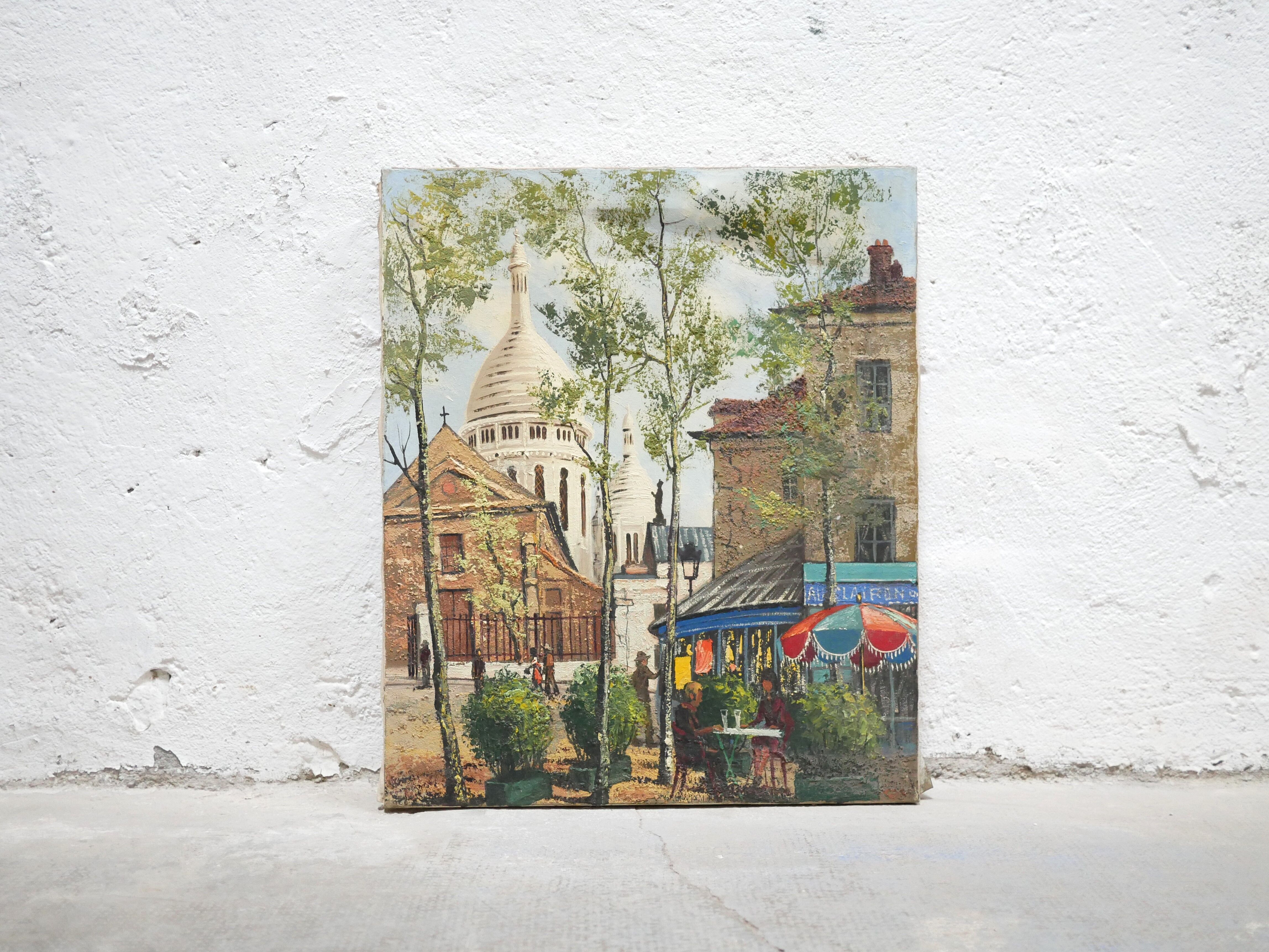 Old painting painting on canvas Montmartre, Paris