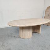 Table basse en travertin ovale années 80