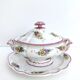 Italian porcelain soup tureen with bird and flower decor
