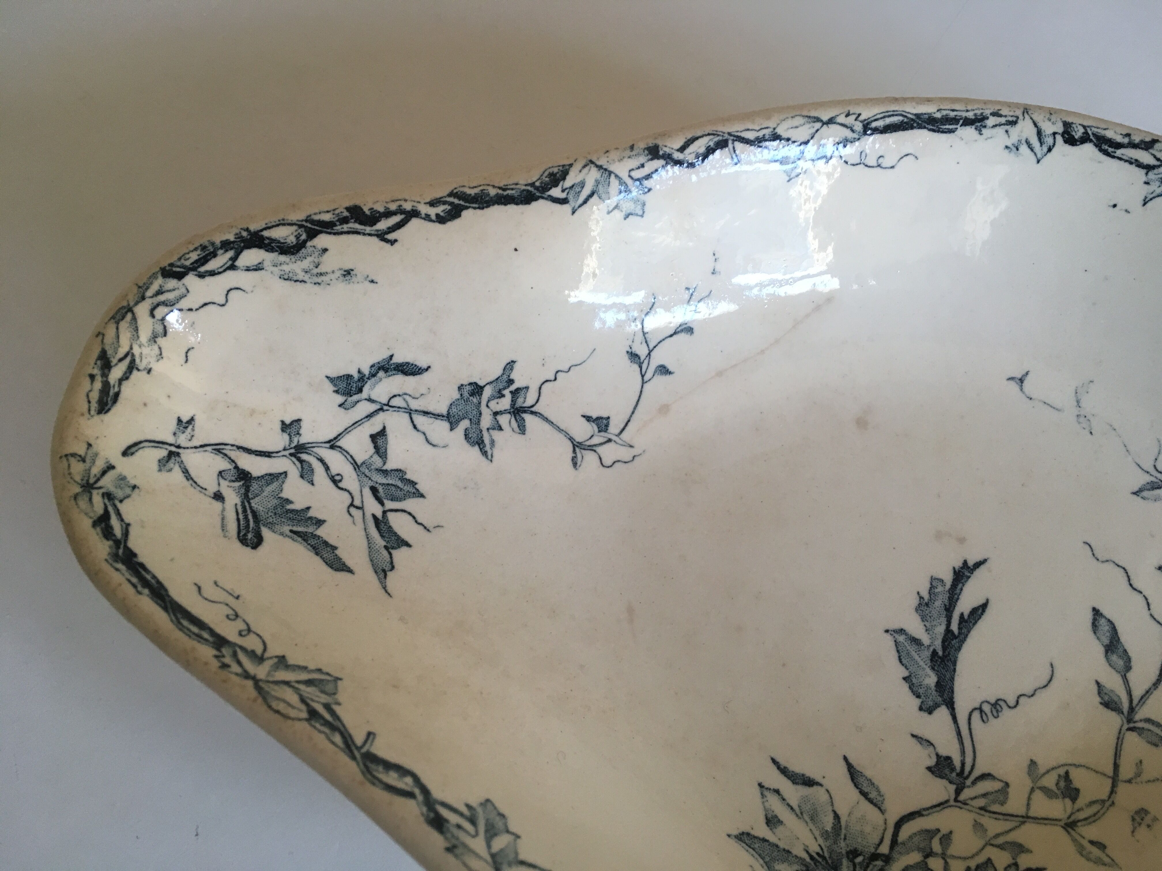 Dish ravier of Lunéville KG decorates Passiflore flowers late 19th