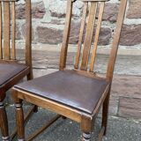 6 vintage chairs art deco 1940s oak and leather