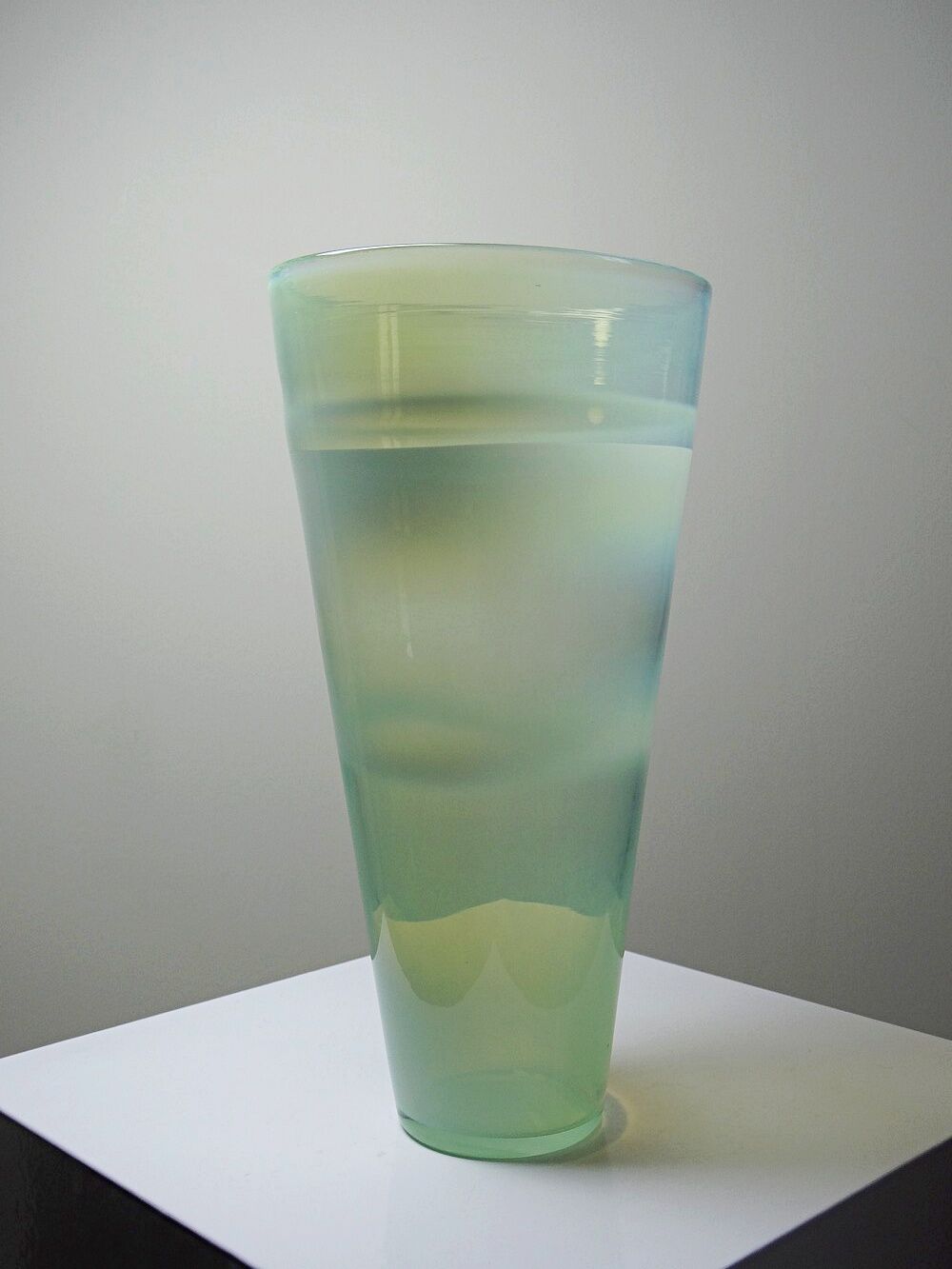 Blown opaline glass vase, Kosta Boda style, vintage Scandinavian design.