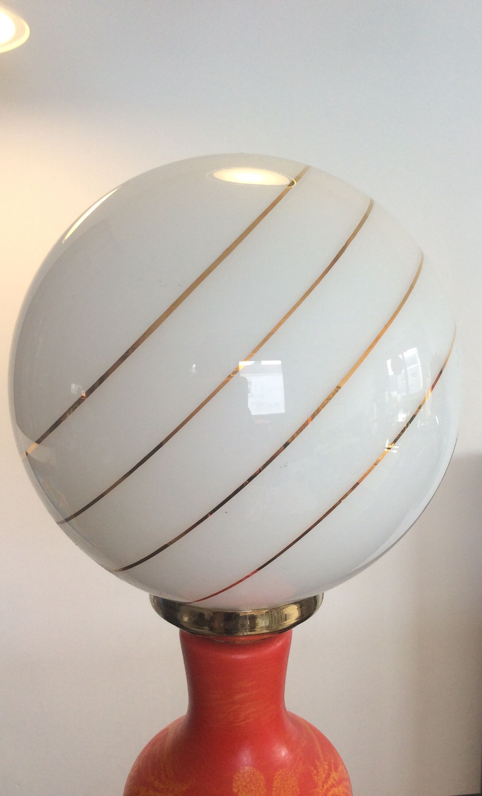 Lampe vintage en céramique et opaline années 60-70