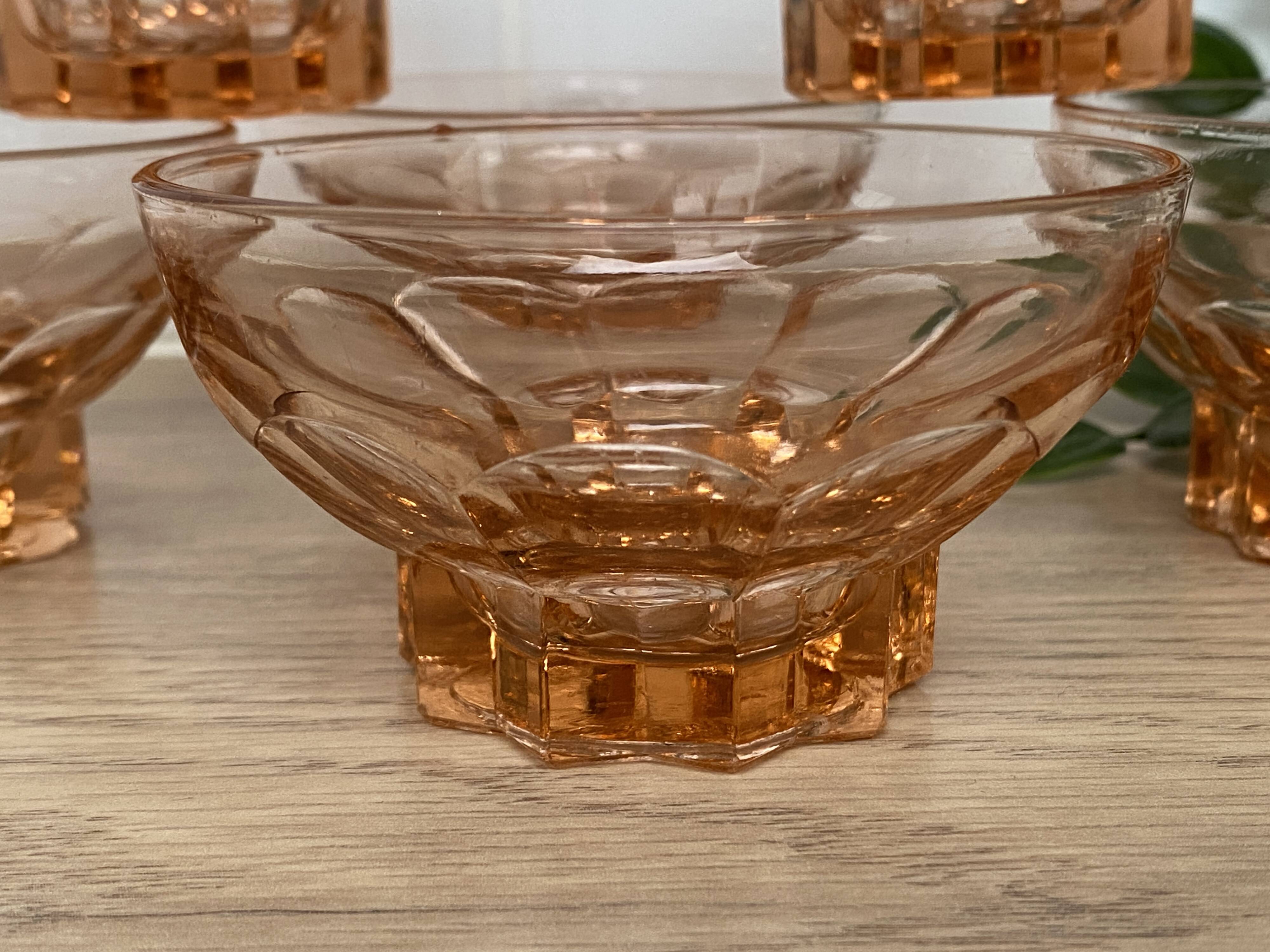 Set of 6 pink star luminarc cups