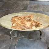 Table basse en onyx et laiton