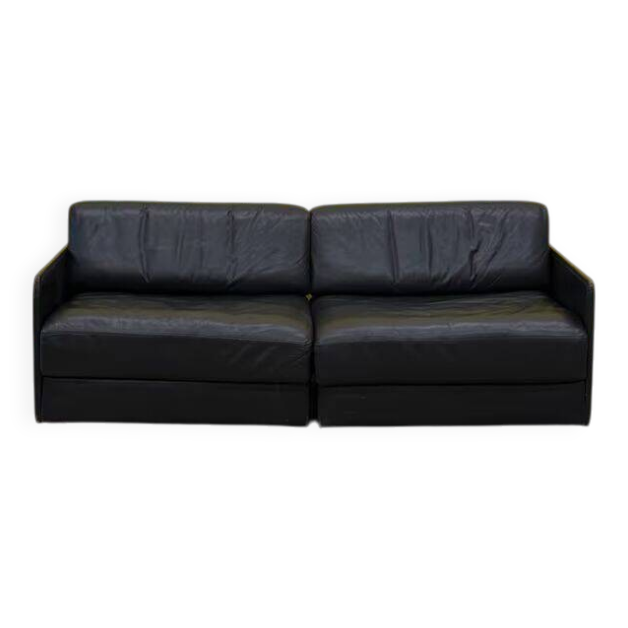 De Sede DS-76 Modular 2-Seater Sofa / Sofa Bed – Black Leather (1970s)
