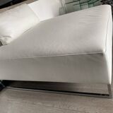 White leather pouf matching Ligne Roset sofa