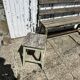 Garden bench in iron and wood and these 2 wooden stools