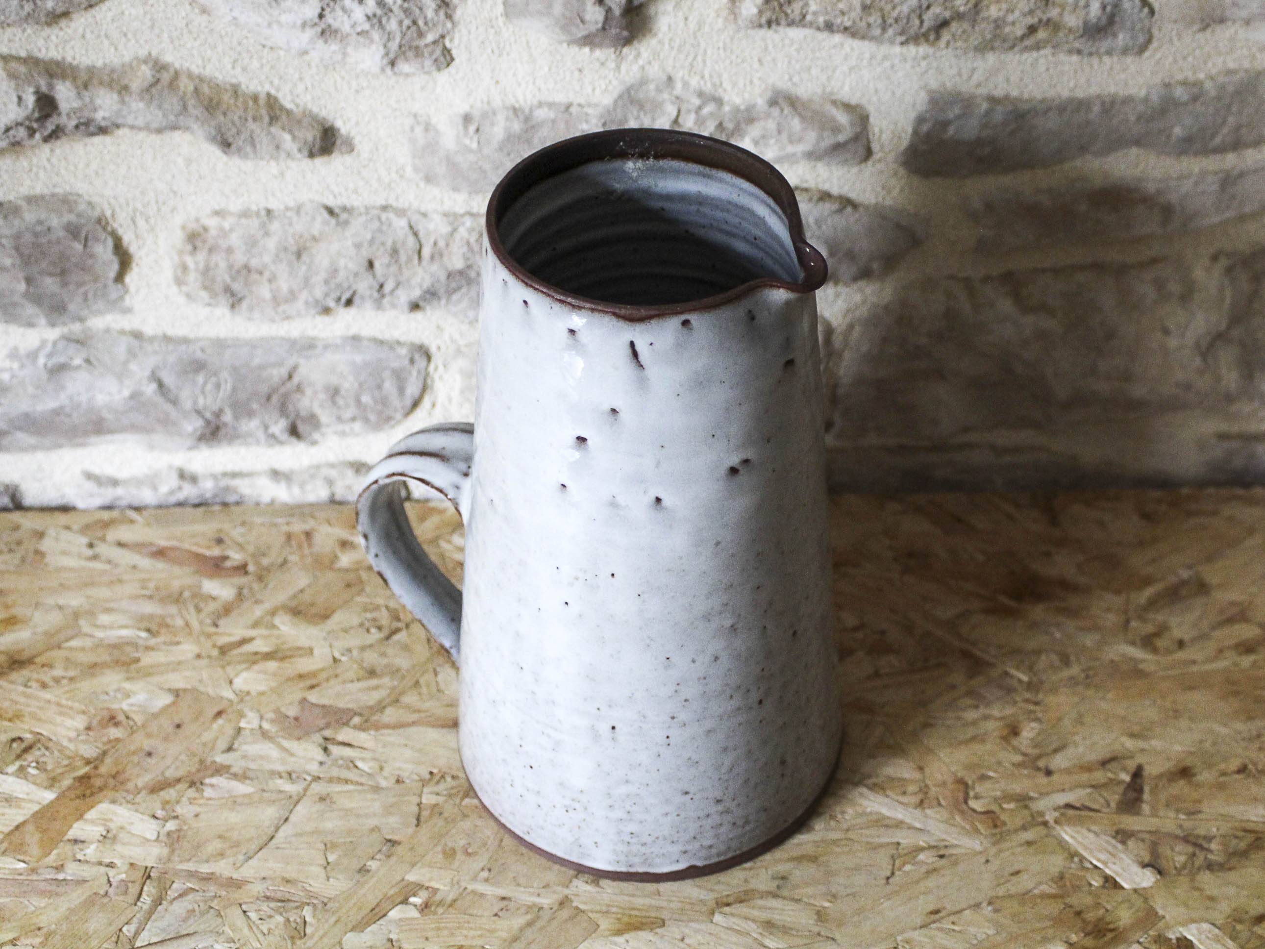 Large Roger Jacques stoneware pitcher