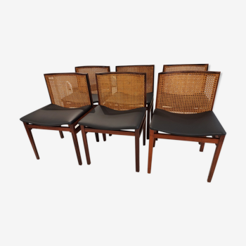 Suite de 6 chaises Italie Tito Agnoli palissandre édition "la linea" 1960