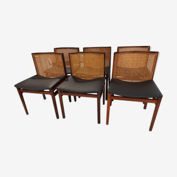 Suite of 6 chairs Italy Tito Agnoli rosewood 1960