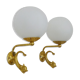 Old pair of wall sconces with carp, brass and globe in white opaline. Year 60